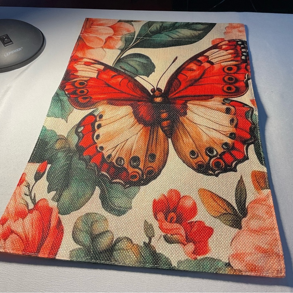 Vibrant Butterfly and Floral Canvas Garden Flag